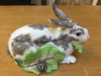 Lot 257 - Rabbit Tureen. Samson porcelain rabbit tureen and cover, circa 1870