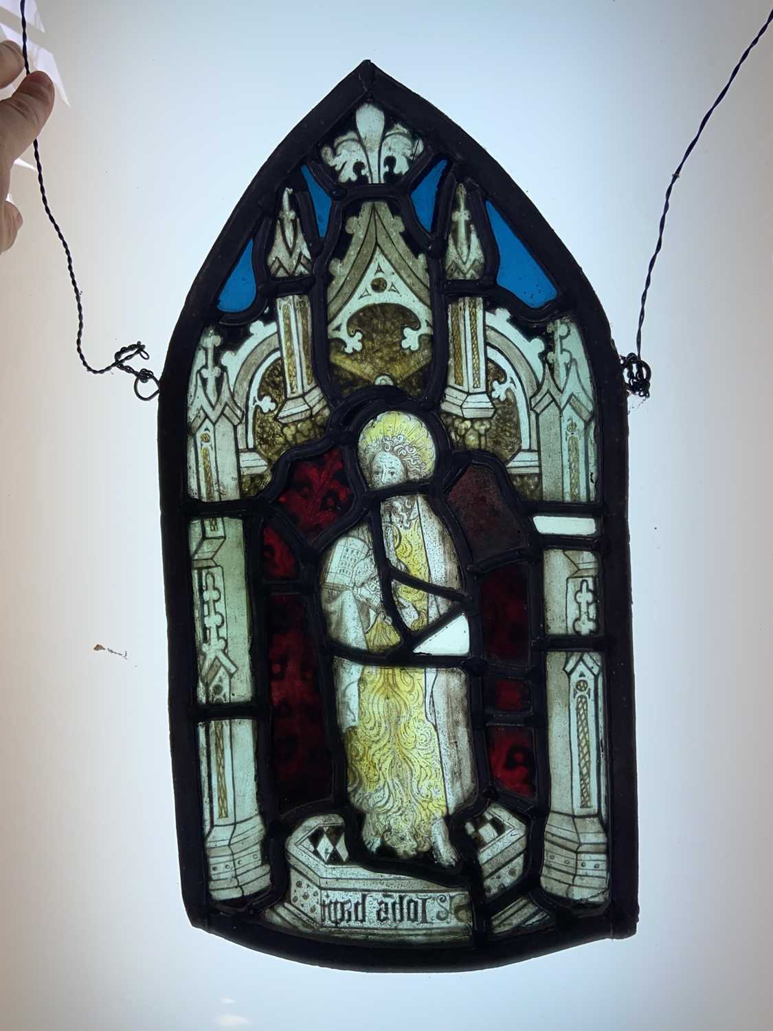 Lot 377 Stained Glass. A set of 6 arch shaped