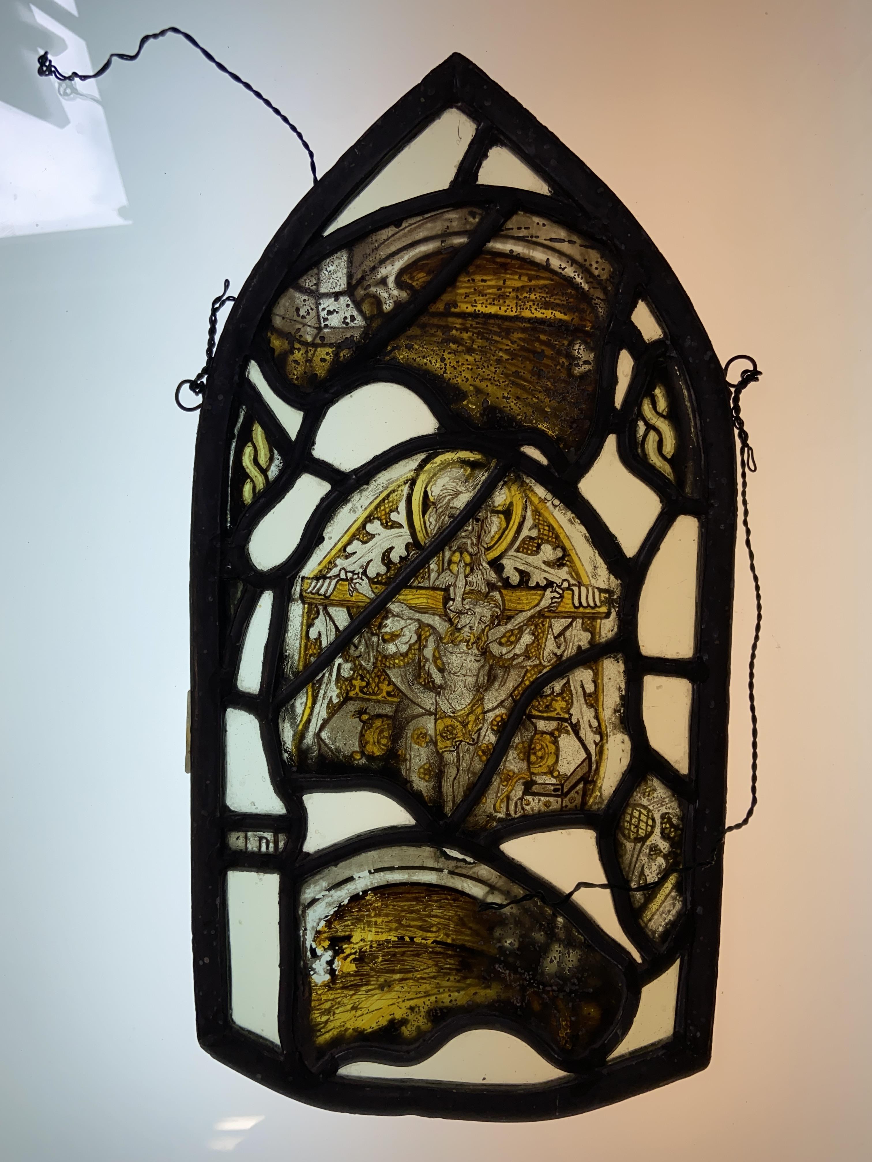 Lot 377 Stained Glass. A set of 6 arch shaped