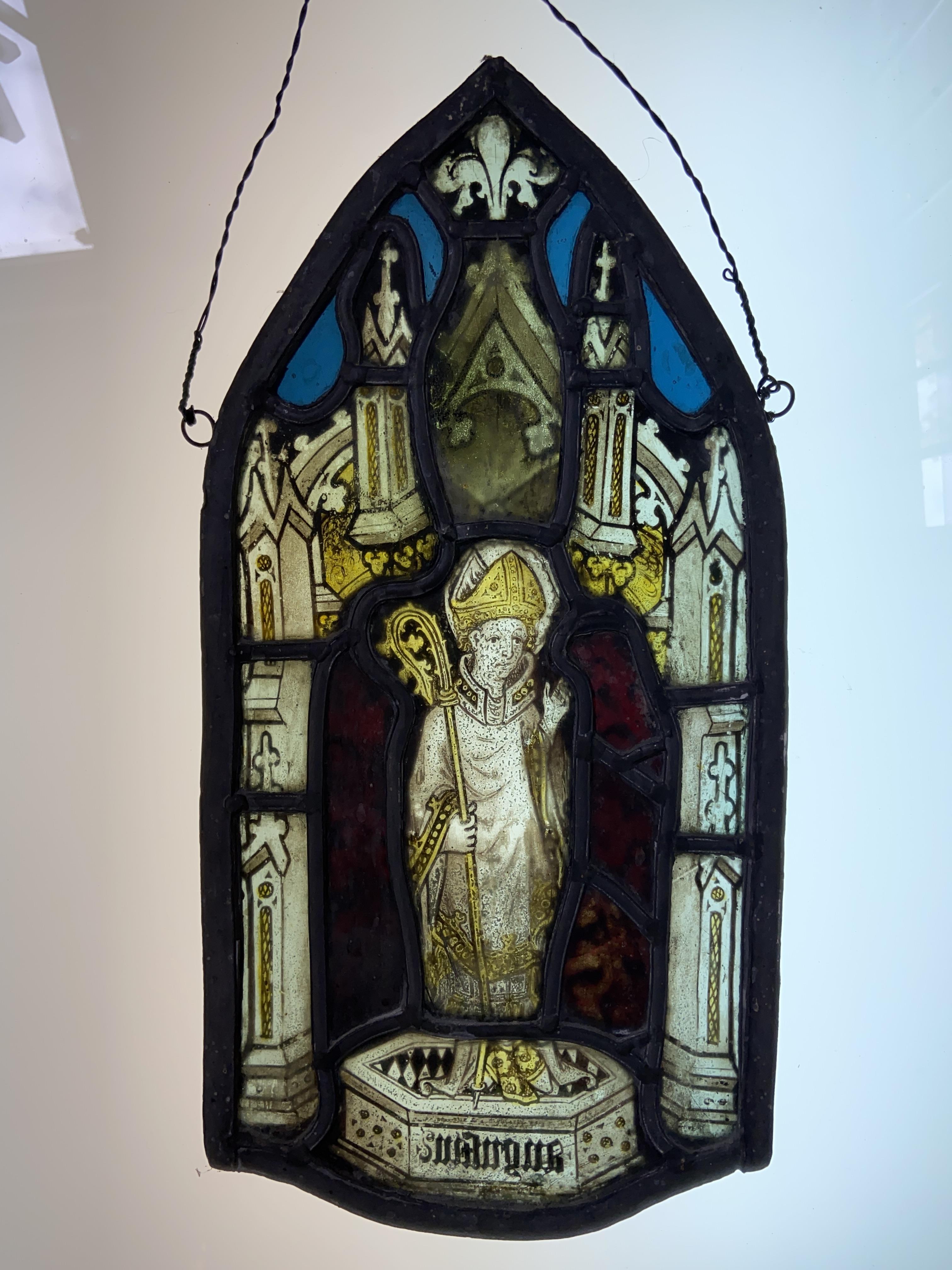 Lot 377 Stained Glass. A set of 6 arch shaped