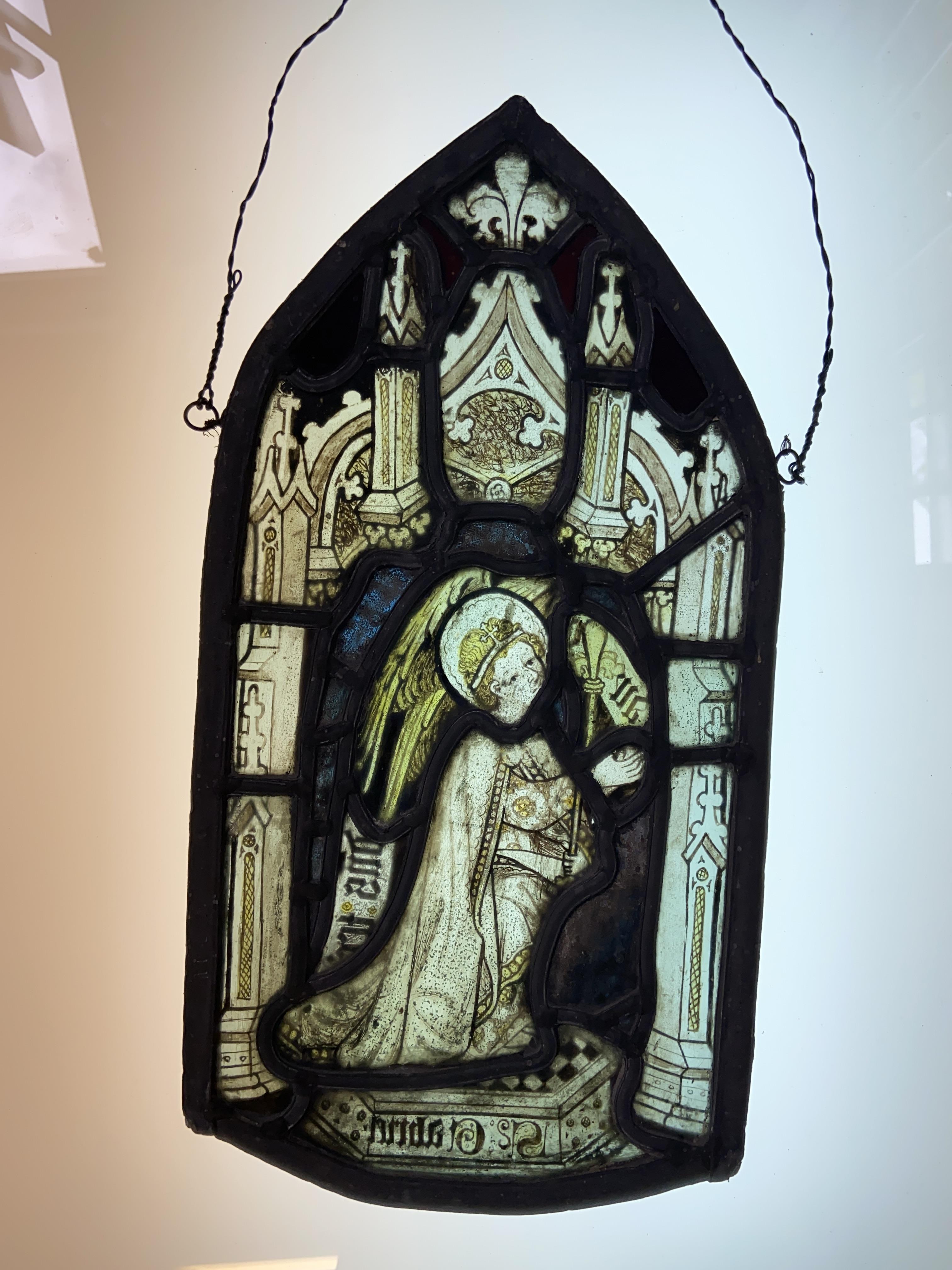 Lot 377 Stained Glass. A set of 6 arch shaped