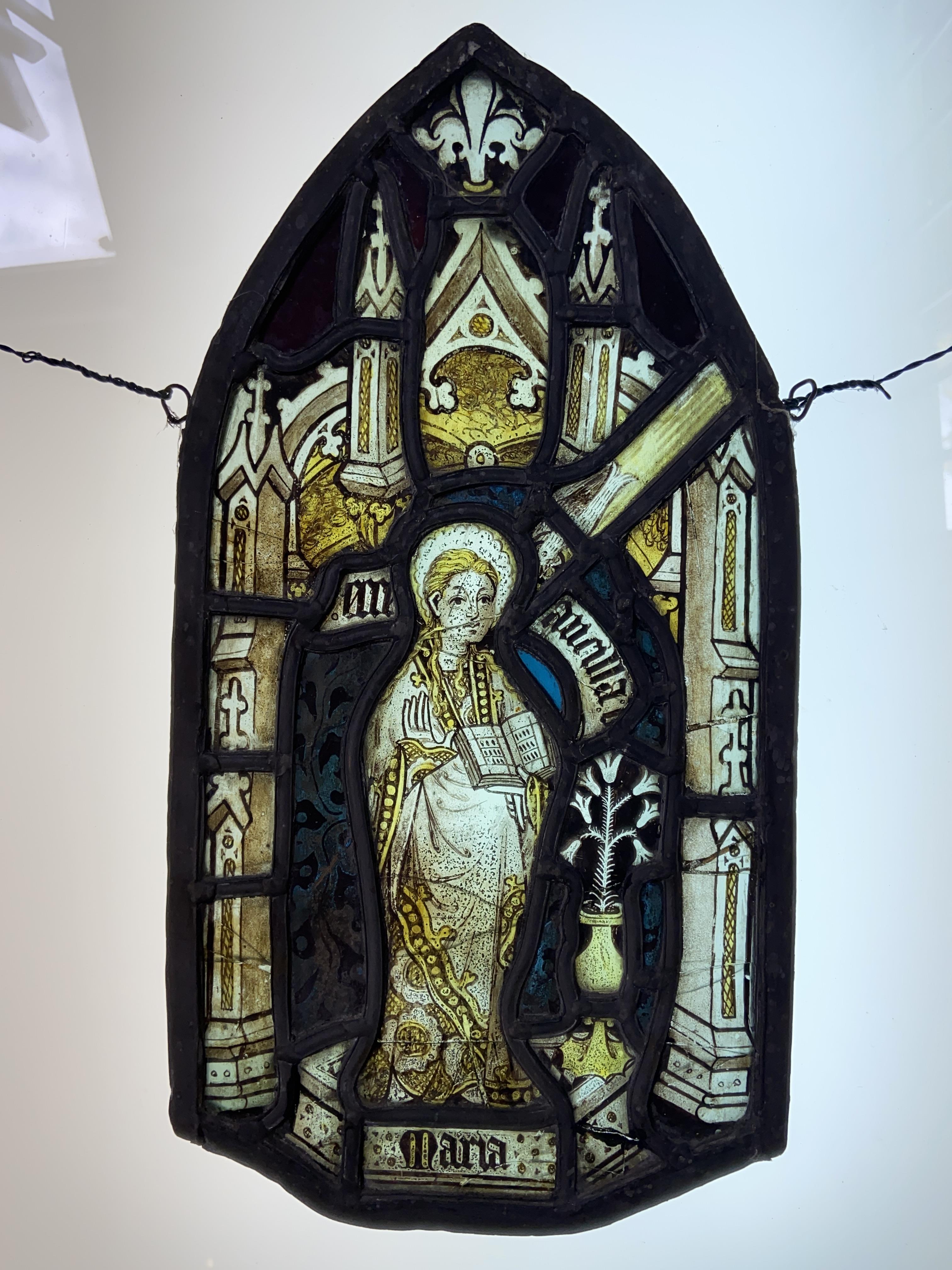 Lot 377 Stained Glass. A set of 6 arch shaped