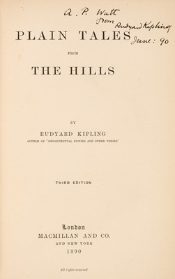 Lot 769 - Kipling (Rudyard). Plain Tales from the Hills, 3rd edition, 1890