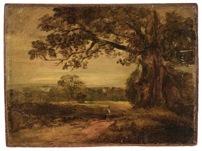 Lot 65 - Churchyard (Thomas, 1798-1865, attributed to). Figure in a rustic landscape