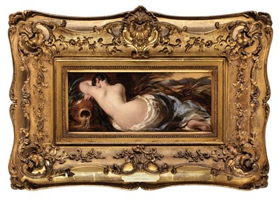 Lot 64 - Etty (William, 1787-1849). Reclining Female Nude, oil on champfered wood panel