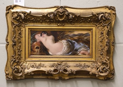 Lot 64 - Etty (William, 1787-1849). Reclining Female Nude, oil on champfered wood panel