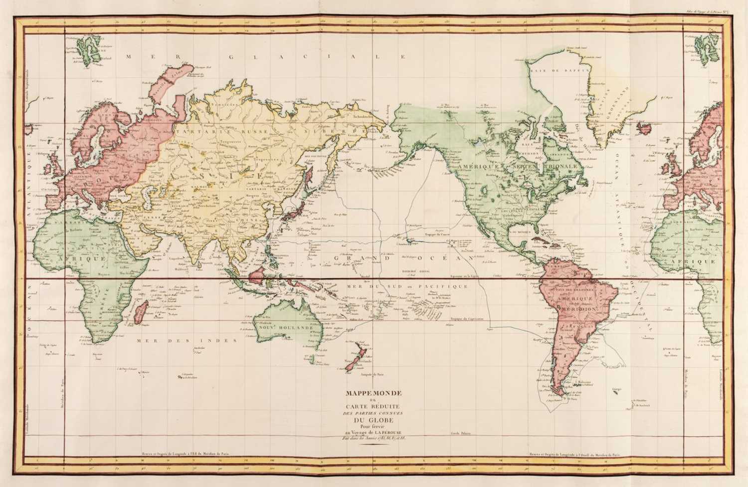 Lot 128 - World. La Perouse (Jean Francois), Mappe Monde..., Paris [1797]