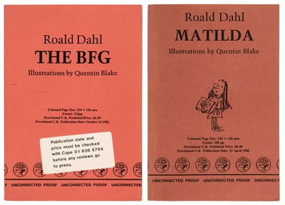 Lot 634 - Dahl (Roald). The BFG, 1982; Matilda, 1988, uncorrected proofs