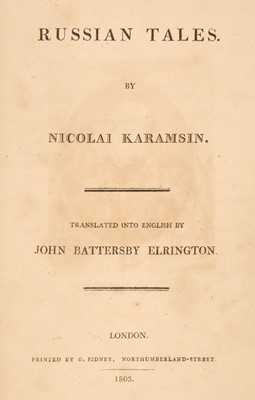 Lot 245 - Karamsin (Nicolai). Russian Tales, 1st English edition, presentation copy, 1803