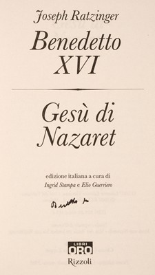 Lot 363 - Ratzinger (Joseph Aloisius, 1927-2022). Gesù di Nazaret, Milan: Rizzoli, 2008