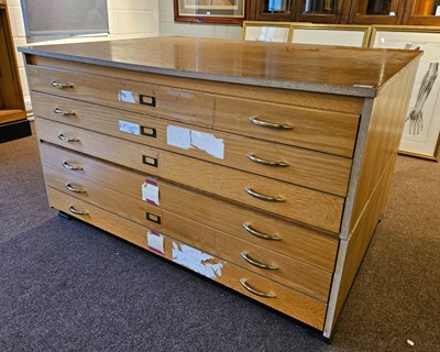 Lot 219 - Plan Chest. A six-drawer wooden plan chest, late 20th century