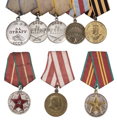 Lot 291 - WWII Russian medals awarded to Junior Lieutenant A.D. Yakovlev, 538th Army Mortar Regiment