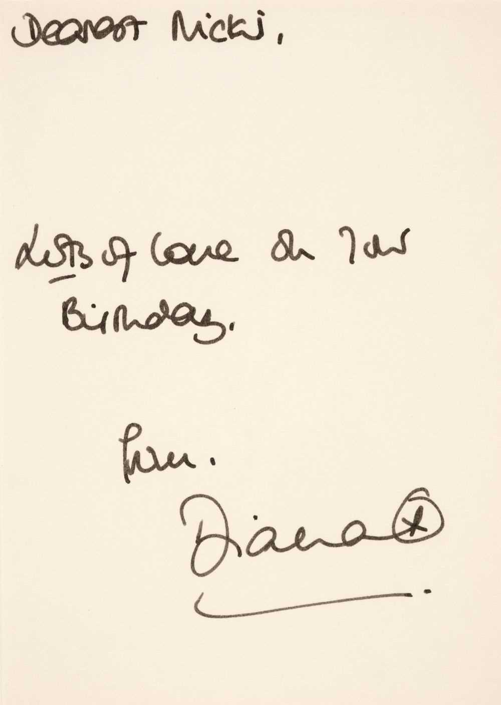 Lot 277 - Diana, Princess of Wales. A signed Birthday Card, [1992]