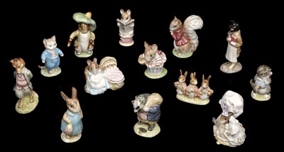 Lot 617 - Beswick. Beatrix Potter figures, each with Beswick gold oval backstamp, issued 1955-1972