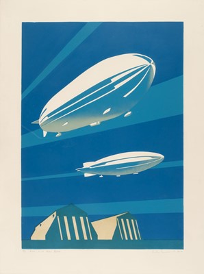 Lot 81 - Cathedrall (Paul, 1967 -). R100 and R101 Blue, linocut printed in colours