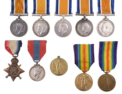 Lot 107 - WWI medals to Airship Coxswain 1, Royal Naval Air Service and single medals