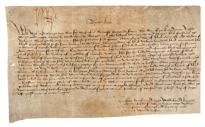 Lot 225 - Henry VII (1457-1509). Document Signed, 'H.R.', Palace of Westminster, 18 June 1498