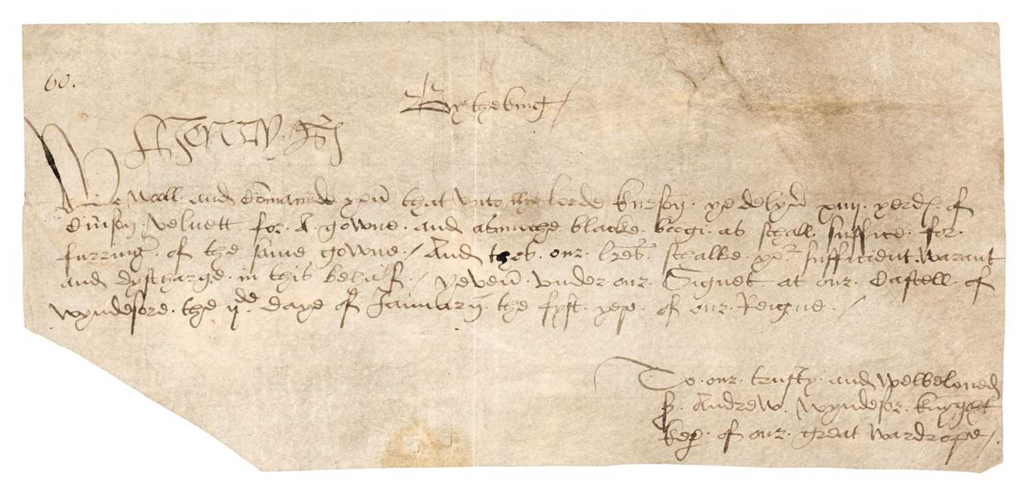Lot 226 - Henry VIII (1491-1547). Document Signed, 'Henry R', 2 January 1514