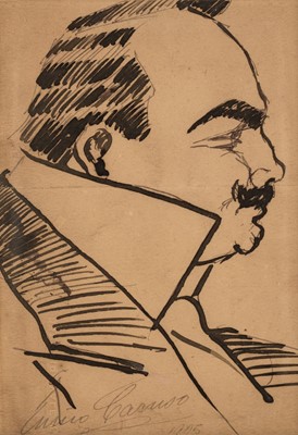 Lot 327 - Caruso (Enrico, 1873-1921). A large, characteristic self-caricature signed,  London, 1905