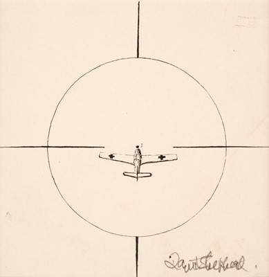 Lot 59 - Shepherd (David, 1931-2017). Messerschmitt 109E in the reflector sight, pen and ink