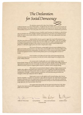 Lot 398 - Limehouse Declaration. The Declaration for Social Democracy, 25 January 1981