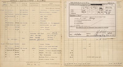 Lot 43 - WWII RAF pilot's logbook, kept by Flight Lieutenant Joe Kistruck, 616 Squadron
