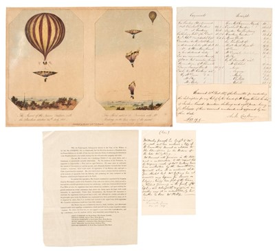 Lot 82 - Cocking (Robert)-Parachute disaster. Small archive relating to parachute disaster on 24 July 1827