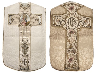 Lot 729 - Embroidered Chasubles. Two ecclesiastical garments, 20th century