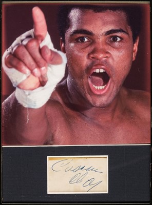 Lot 214 - Ali (Muhammad, 1942-2016). A vintage blue ink signature, 'Cassius Clay', no date