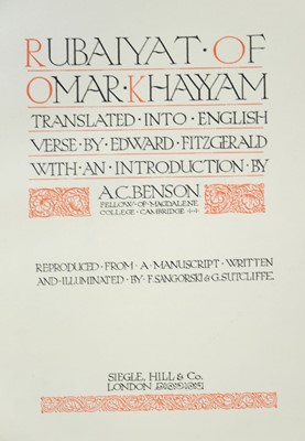 Lot 554 - Sangorski & Sutcliffe Binding. Rubaiyat of Omar Khayyam, 1911