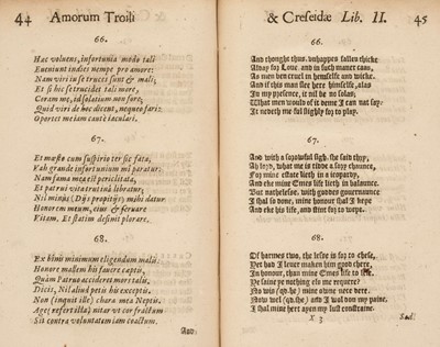 Lot 242 - Chaucer, Geoffrey.  [Amorum Troili et Creseidae libri duo priores Anglico Latini, 1st edition, 1635