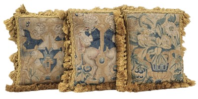 Lot 686 - Cushions. Three cushions of Flemish tapestry, probably Oudenaarde, circa 1580-1600