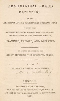 Lot 23 - Maurice (Thomas). Brahminical Fraud Detected, signed, 1812