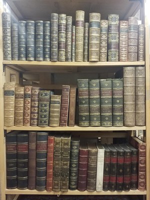 Lot 394 - Bindings. 57 volumes of mostly 19th century gilt decorated leather bindings