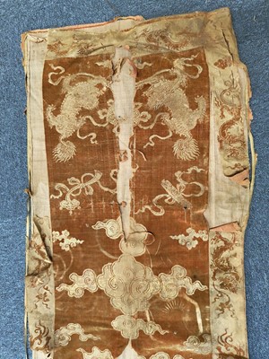 Lot 683 - Chinese Panel. Embroidered with figures, 18th c., & other fabric, & Ancester Portrait