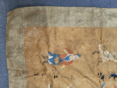 Lot 683 - Chinese Panel. Embroidered with figures, 18th c., & other fabric, & Ancester Portrait