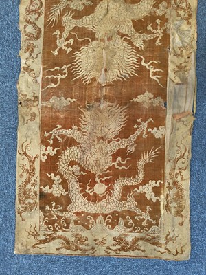 Lot 683 - Chinese Panel. Embroidered with figures, 18th c., & other fabric, & Ancester Portrait