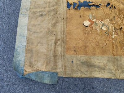 Lot 683 - Chinese Panel. Embroidered with figures, 18th c., & other fabric, & Ancester Portrait