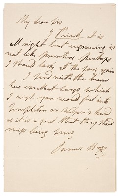 Lot 344 - Hogg (James, 1770-1835). Autograph Letter Signed, ‘James Hogg’, no place, no date, c. 1831