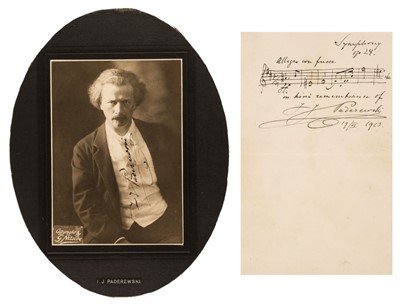 Lot 360 - Paderewski (Ignacy Jan, 1860-1941). Two Autograph items, 1910/13