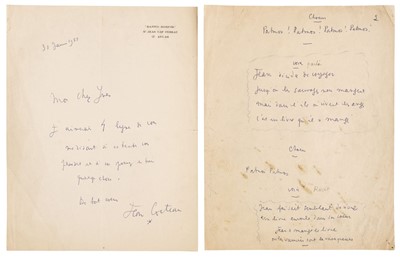 Lot 332 - Cocteau (Jean, 1889-1963). Unpublished Autograph Manuscript (unsigned)