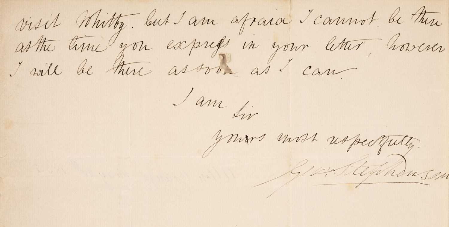 Lot 368 - Stephenson (George, 1781-1848). Autograph Letter Signed, 'Geo: Stephenson', Alton Grange