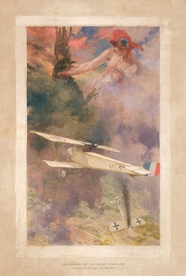 Lot 45 - Aviation Print. Les Gloires de L'Aviation Francaise, Guynemer Victorious, circa 1918