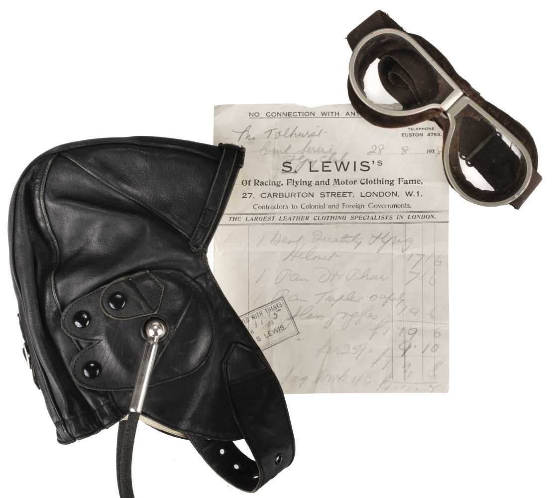 Lot 171 - Aviation Apparel. Interwar Flying Helmet and Goggles, circa 1930s