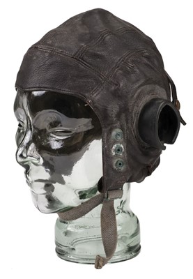 Lot 157 - Flying Helmet.  WWII RAF C Type brown leather flying helmet