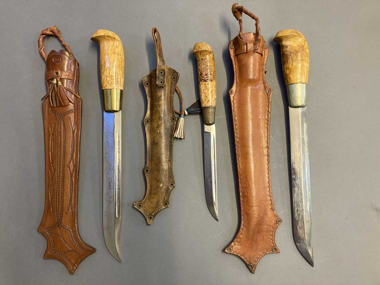 Lot 332 - Hunting Knives. Finnish sheath knives, including Marttini knives