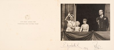 Lot 249 - Elizabeth II (1926-2022) & Prince Philip (1921-2021). Christmas card, 1954