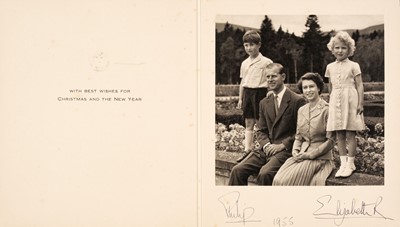 Lot 250 - Elizabeth II (1926-2022) & Prince Philip (1921-2021). Christmas card, 1955