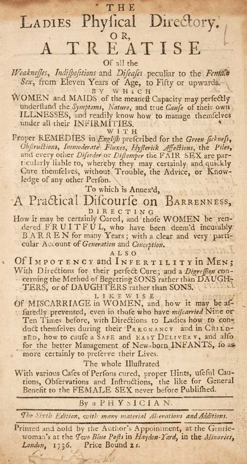 Lot 265 - Gynaecology. The Ladies Physical Directory..., 1736