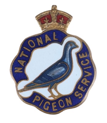 Lot 358 - National Pigeon Service. WWII National Pigeon Service badge by J.R. Gaunt, London